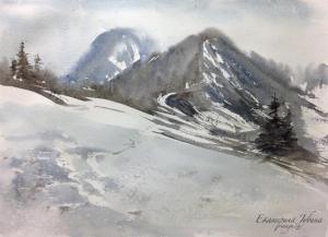 Watercolor: Mountain trail Watercolor: Mountain trail