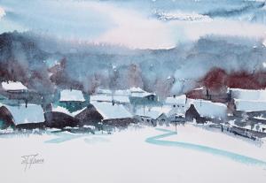 Watercolor: Winter Village Watercolor: Winter Village