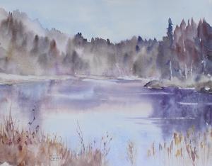 Watercolor: Misty Lake Watercolor: Misty Lake
