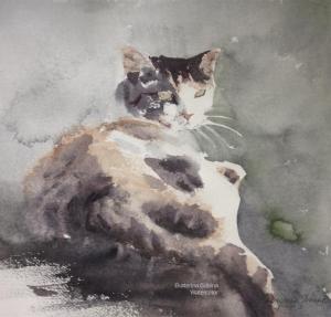 Watercolor: Spring cat Watercolor: Spring cat
