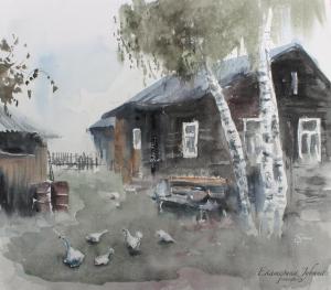 Watercolor: Country landscape Watercolor: Country landscape