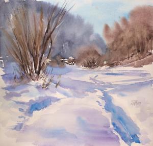 Watercolor: Winter landscape Watercolor: Winter landscape