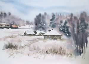 Watercolor: Winterscape Watercolor: Winterscape