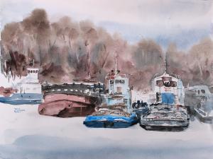Watercolor: Winter Parking Watercolor: Winter Parking