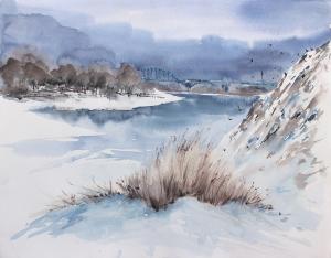 Watercolor: February Thaw - 2 Watercolor: February Thaw - 2