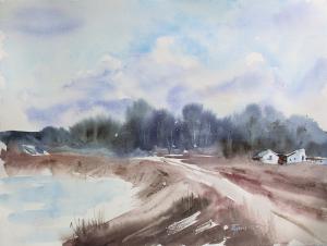 Watercolor: Spring road Watercolor: Spring road