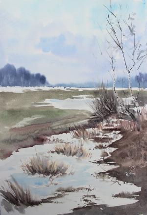 Watercolor: Spring field Watercolor: Spring field