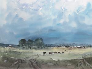 Watercolor: Summer in the Village Watercolor: Summer in the Village