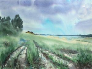 Watercolor: Summer landscape Watercolor: Summer landscape
