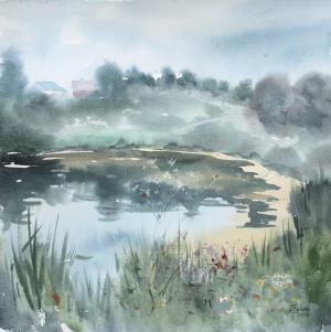Watercolor: Overgrown pond Watercolor: Overgrown pond