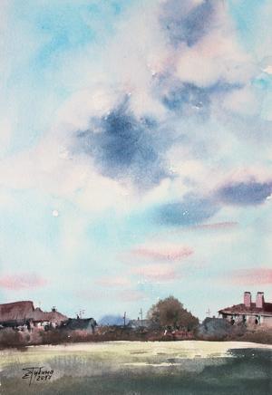 Watercolor: Summer landscape Watercolor: Summer landscape