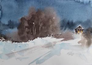 Watercolor: Winter landscape Watercolor: Winter landscape