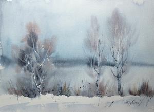 Watercolor: Winter landscape Watercolor: Winter landscape