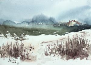 Watercolor: Warm Winter - sketch Watercolor: Warm Winter - sketch