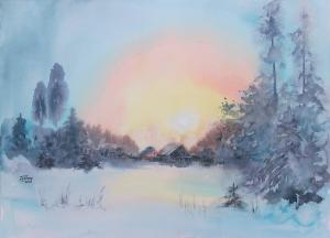 Watercolor: Winter Sunset Watercolor: Winter Sunset