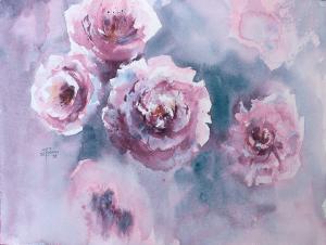 Watercolor: Flowers, peonies Watercolor: Flowers, peonies