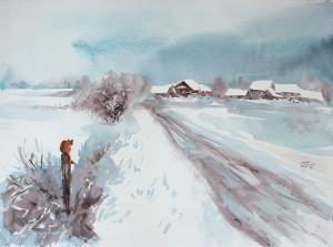 Watercolor: Winterscape Watercolor: Winterscape