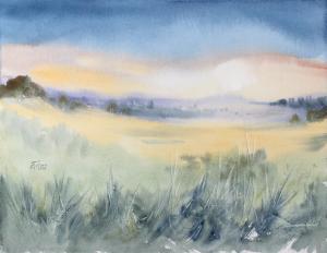 Watercolor: Countryside Sunset Watercolor: Countryside Sunset