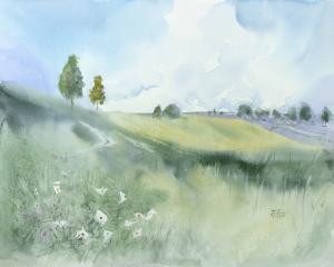 Watercolor: Green Landscape Watercolor: Green Landscape