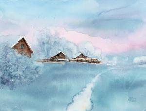 Watercolor: Winter Evening Watercolor: Winter Evening