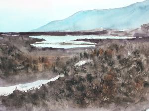 Watercolor: Dull and gloomy field Watercolor: Dull and gloomy field