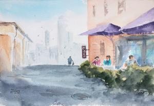 Watercolor: Street Cafe Watercolor: Street Cafe